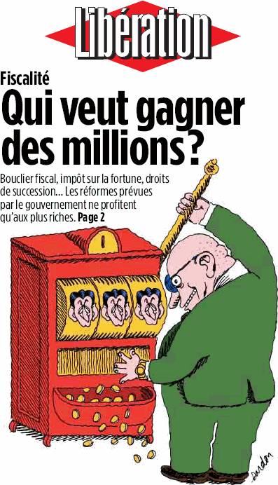«Qui veut gagner des millions?» (page Une de Libération)