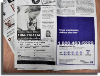 Deux publicités dans le journal