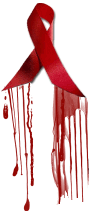 Ruban anti-sida et ruissellement de sang